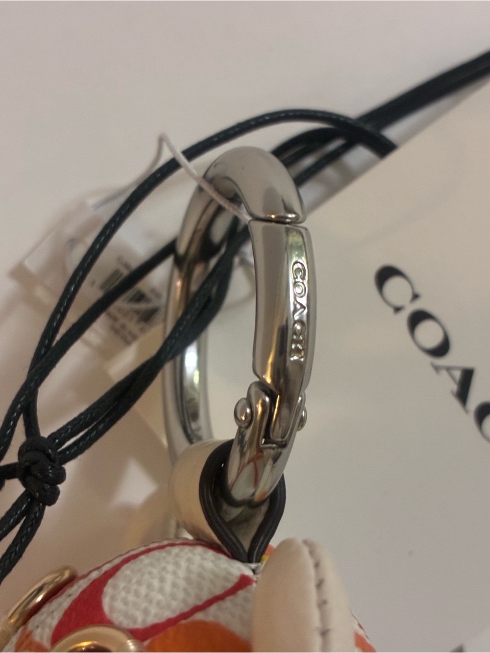Coach CJ963 Bear Bag Charm In Rainbow Signature C Coated Canvas Keyring NWT - Picture 7 of 12
